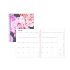 Joselyn Monthly Wirebound Planner, Floral Artwork, 10 x 8, Pink/Peach/Black Cover, 12-Month (Jan to Dec): 2026