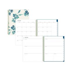 Bakah Blue Weekly/Monthly Planner, Floral Artwork, 11 x 8.5, Blue/White Cover, 12-Month (Jan to Dec): 2026