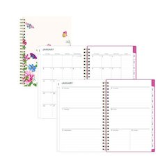 Fly By Frosted Weekly/Monthly Planner, Butterflies Artwork, 8 x 5, Blush/Pink Cover, 12-Month (Jan to Dec): 2026