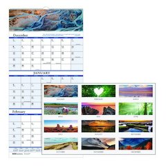 Earthscapes Recycled 3-Month Vertical Wall Calendar, Scenic Photography, 8 x 17, White Sheets, 14-Month: Dec 2025 to Jan 2027