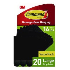 Damage-Free Hanging Picture Hanging Strip Pairs, Holds up to 3.75 lb, Large: 0.75" x 0.65", 20/Pack