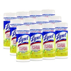 Disinfecting Wipes, 1-Ply, 7 x 7.25, Lemon and Lime Blossom, White, 35 Wipes/Canister, 12 Canisters/Carton