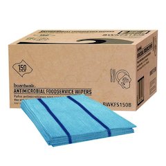 Antimicrobial Foodservice Wipers, 1-Ply, 12 x 21, Blue, 150/Carton