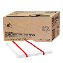 Antimicrobial Foodservice Wipers, 1-Ply, 12 x 21, Red/White, 150/Carton