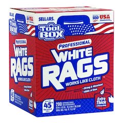 TOOLBOX White Rags, 1-Ply, 9.8 x 12, White, 200 Sheets/Box, 6 Boxes/Carton