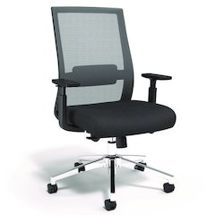 Alera Ashdale Ergonomic Fabric Swivel Task Chair, Supports 275 lb, 18.15 to 21.89 Seat Height, Black Seat/Back, Silver Base