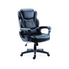 Alera Kirkdale Bonded Leather Manager Chair, Supports Up to 275 lb, 16.18 to 22.76 Seat Height, Black Seat/Back, Black Base