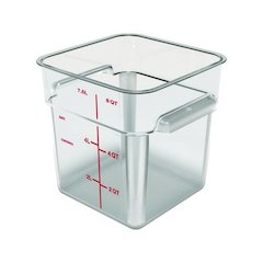 Squares Polycarbonate Food Storage Container, 8 qt, 8.75 x 8.75 x 9, Clear, Plastic
