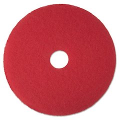 Low-Speed Buffer Floor Pads 5100, 16" Diameter, Red, 5/Carton
