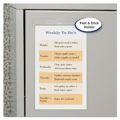 Self-Adhesive Poly Shop Ticket Holders, Super Heavy-Duty, Top Load 5 x 8 Insert, Clear Front, 50/Box