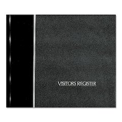 Hardcover Visitor Register Book, Black Cover, 9.78 x 8.5 Sheets, 128 Sheets/Book