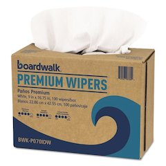Hydrospun Wipers, White, 9 x 16 3/4, 10 Pack Dispensers of 100, 1000/Carton