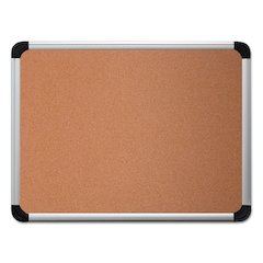 Cork Board with Aluminum Frame, 36" x 24", Tan Surface, Satin Aluminum Frame