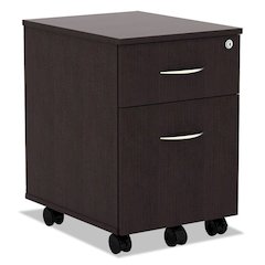 Alera Valencia Series Mobile Pedestal, Left or Right, 2-Drawers: Box/File, Legal/Letter, Espresso, 15.88" x 19.13" x 22.88"