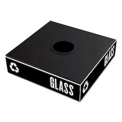 Public Square Recycling Container Lid, Circular Opening, 15.25w x 15.25d x 2h, Black