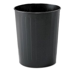 Round Wastebaskets, 23.5 qt, Steel, Black