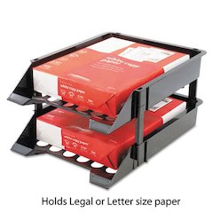 SuperTray Countertop Tray Set, 2 Sections, Letter to Legal Size Files, 11" x 14.88" x 2.5", Black, 2/Pack
