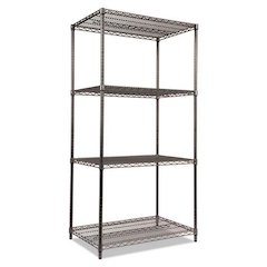 Wire Shelving Starter Kit, Four-Shelf, 36w x 24d x 72h, Black Anthracite