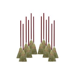 Corn/Fiber Brooms, Corn/Synthetic Fiber Bristles, 36" Overall Length, Gray/Natural, 12/Carton