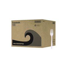 Heavyweight Polypropylene Cutlery, Fork, Plastic, White, 1,000/Carton