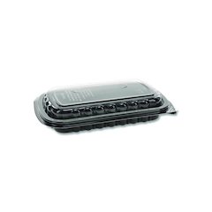 MealMaster Rib Container, 10 x 7.1 x 2.1, Black/Clear, Plastic, 90/Carton
