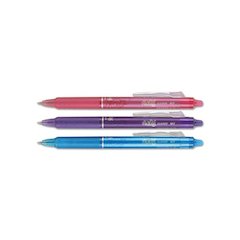 FriXion Clicker Erasable Gel Pen, Retractable, Fine 0.7 mm, Assorted Ink and Barrel Colors, 3/Pack