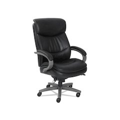 Woodbury Big/Tall Executive Chair, Supports Up to 400 lb, 20.25" to 23.25" Seat Height, Black Seat/Back, Weathered Gray Base