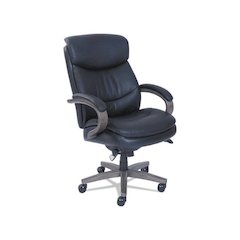 Woodbury High-Back Executive Chair, Supports Up to 300 lb, 20.25" to 23.25" Seat Height, Black Seat/Back, Weathered Gray Base