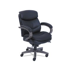 Woodbury Mid-Back Executive Chair, Supports Up to 300 lb, 18.75" to 21.75" Seat Height, Black Seat/Back, Weathered Gray Base