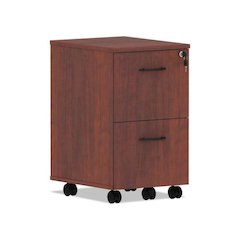 Alera Valencia Series Mobile Pedestal, Left or Right, 2 Legal/Letter-Size File Drawers, Medium Cherry, 15.38" x 20" x 26.63"