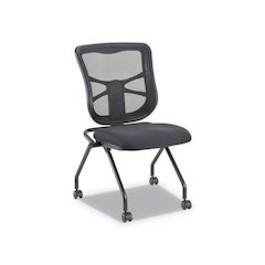 Alera Elusion Mesh Nesting Chairs, Supports Up to 275 lb, 18.1" Seat Height, Black Seat, Black Back, Black Base, 2/Carton