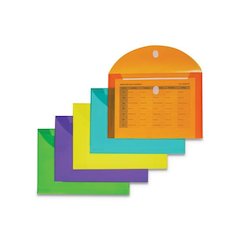 Reusable Poly Envelope, Hook/Loop Closure, 8.5 x 11, Assorted Colors, 10/Pack