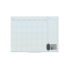 Floating Glass Dry Erase Calendar, Monthly Planning/Scheduling, 48" x 36" (Actual Size: 47" x 35"), White Surface