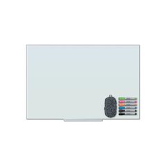 Floating Glass Dry Erase Board, 48" x 36" (Actual Size: 47" x 35"), White Surface