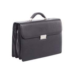 Milestone Briefcase, Fits Devices Up to 15.6", Leather, 5 x 5 x 12, Black
