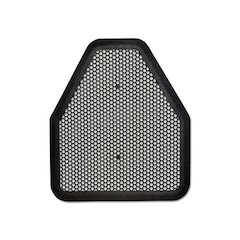 Urinal Mat, Shield-Shaped, Black Non-Slip Perforated Surface, 20.75" x 18.5", 6/Carton
