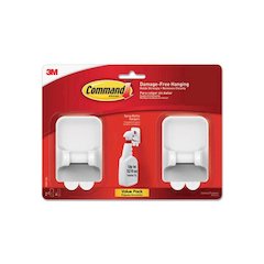 Spray Bottle Holder, 2.34w x 1.69d x 3.34h, White, 2 Hangers/4 Strips/Pack