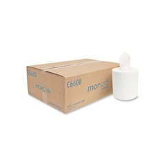 Morsoft Center-Pull Roll Towels, 2-Ply, 6.9" dia, White, 600 Sheets/Roll, 6 Rolls/Carton