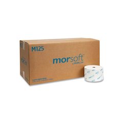 Small Core Bath Tissue, Septic Safe, 1-Ply, White, 2,500 Sheets/Roll, 24 Rolls/Carton