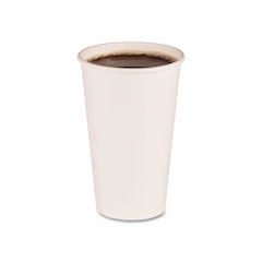 Paper Hot Cups, 16 oz, White, 50/Sleeve, 20 Sleeves/Carton
