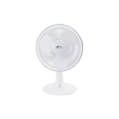 12" 3-Speed Oscillating Desk Fan, Plastic, White