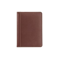 Contrast Stitch Leather Padfolio, 6.25w x 8.75h, Open Style, Brown