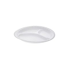 Placesetter Satin Non-Laminated Foam Dinnerware, 3-Compartment Plate, 10.25" dia, White, 540/Carton