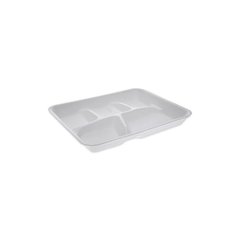 Foam School Trays, 5-Compartment Tray, 8.25 x 10.5 x 1, White, 500/Carton