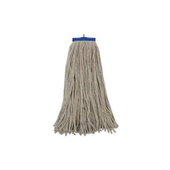 Mop Head, Lie-Flat Head, Cotton Fiber, 24 oz., White, 12/Carton