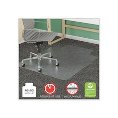 SuperMat Frequent Use Chair Mat for Medium Pile Carpeted Floors, Rectangular with Wide Lip, 46" x 60", Clear, Ships Flat