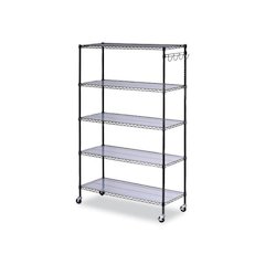 5-Shelf Wire Shelving Kit with Casters and Shelf Liners, 48w x 18d x 72h, Black Anthracite