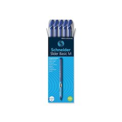 Slider Basic Ballpoint Pen, Stick, Medium 0.8 mm, Blue Ink, Blue Barrel, 10/Box