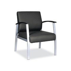 Alera metaLounge Series Mid-Back Guest Chair, 24.6" x 26.96" x 33.46", Black Seat, Black Back, Silver Base