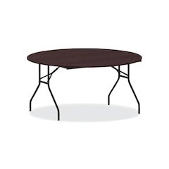 Round Wood Folding Table, 59" Diameter x 29.13h, Mahogany